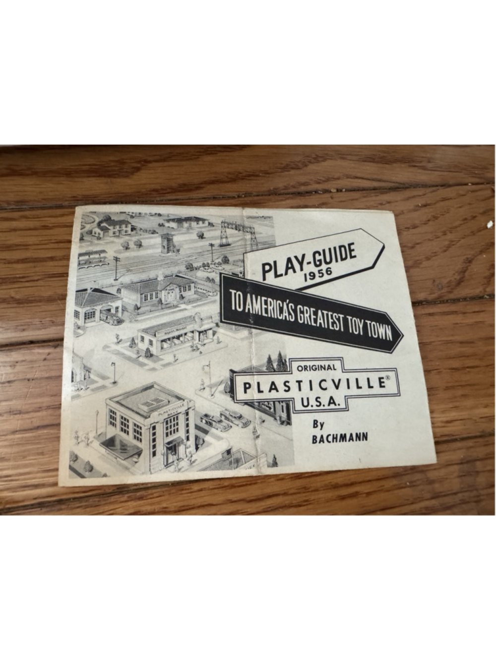 Vintage Plasticville USA Toy Vehicle Lot Bus Truck Cars + 1956 Play Guide - Picture 2 of 7